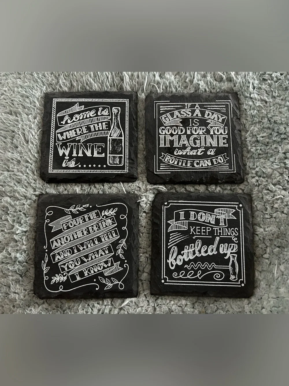 Slate chalkboard coaster set of four.